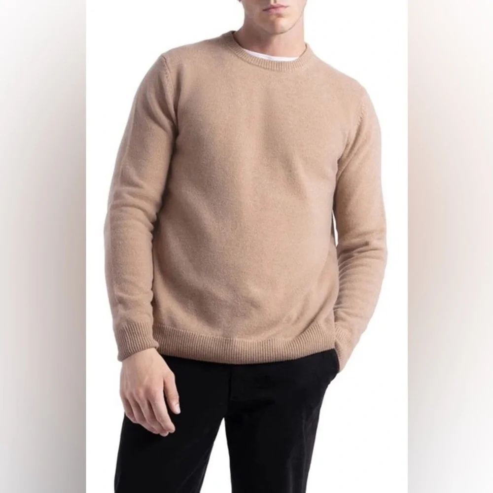 Soft Cloth Crewneck Merino Wool Jersey Sweatshirt Sweater Dark Vicuna